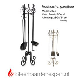Houthaard accessoire garnituur met veger/blik/pook Z124