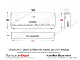 Aflamo Diamond 118cm - Frameless Inbouwhaard