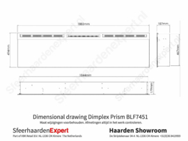 Dimplex Prism 74 - 188cm elektrische LED inbouwhaard