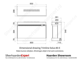 Trimline Solus 80E driezijdige 3D haard - Elektrische haard