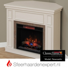 Classic Flame elektrische sfeerhaard met schouw New Castle Wit