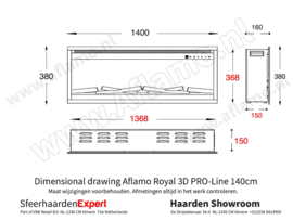 Aflamo Royal PRO-Line 140cm - Inbouwhaard 38cm hoog