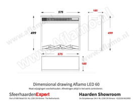 Aflamo LED 60 - Elektrische inbouwhaard 57,5 x 50,5cm