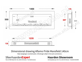 Aflamo Pride Mansfield 140cm- Elektrische inbouwhaard