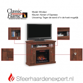 Classic Flame elektrische sfeerhaard met schouw Windsor Kersen