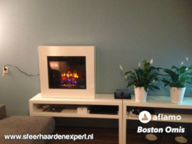 Aflamo Omis - Schouw ombouw Wit met elektrische sfeerhaard LED60