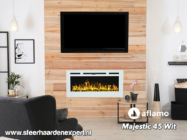 Aflamo Majestic Wit 114cm - Witte elektrische inbouw sfeerhaard