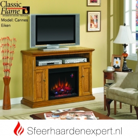 TV meubel Classic Flame elektrische sfeerhaard met schouw Cannes Eiken