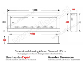 Aflamo Diamond 115cm - Inbouw haard elektrisch