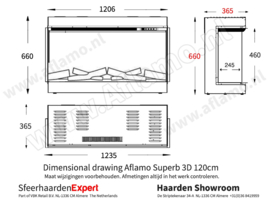Aflamo Superb 3D 120cm - 3 zijdige inbouwhaard