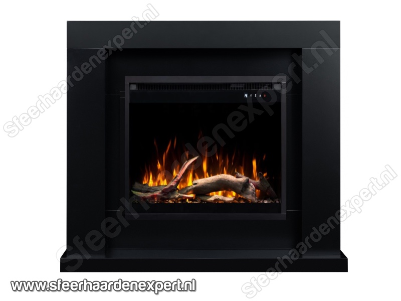 Schouw Jolo zwart + Elektrische haard Aflamo 3D Insert 60x60cm