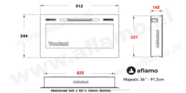 Aflamo Majestic 92cm breed - Elektrische inbouw sfeerhaard