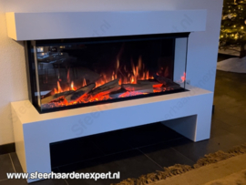 Trimline Solus 100 driezijdige haard met meubel 125cm