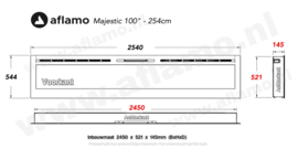 Aflamo Majestic 100 (254cm breed) - Elektrische inbouw haard