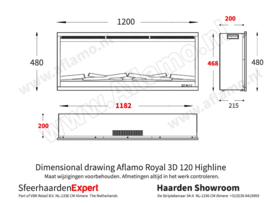 Aflamo Royal 3D Highline 120cm - Elektrische Inbouwhaard