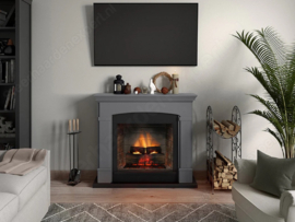 Tagu Helmi Grijs - Schouw met elektrische haard Powerflame-Two