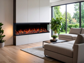 Triple 107cm driezijdige 3D haard met 3 kanten glas