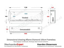 Aflamo Diamond 105cm - Frameless Inbouwhaard