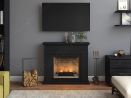 Tagu Larsen Zwart - Schouw met Zenflame haard met kaarsen