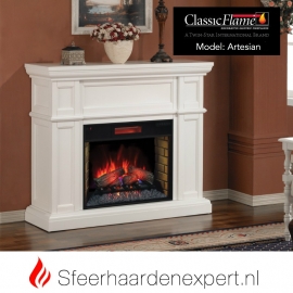 Classicflame schouw ombouw Artesian Wit met elektrische sfeerhaard CF28