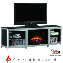 TV meubel Classicflame Gotham met sfeerhaard en aluminium accenten