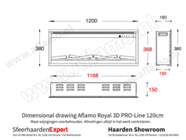 Aflamo Royal PRO-Line 120cm - Inbouwhaard 38cm hoog