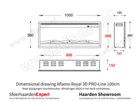 Aflamo Royal PRO-Line 100cm - Inbouwhaard 38cm hoog
