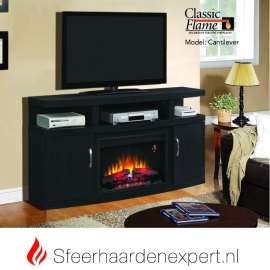 TV meubel Classicflame Cantilever met sfeerhaard, kleur donker eiken