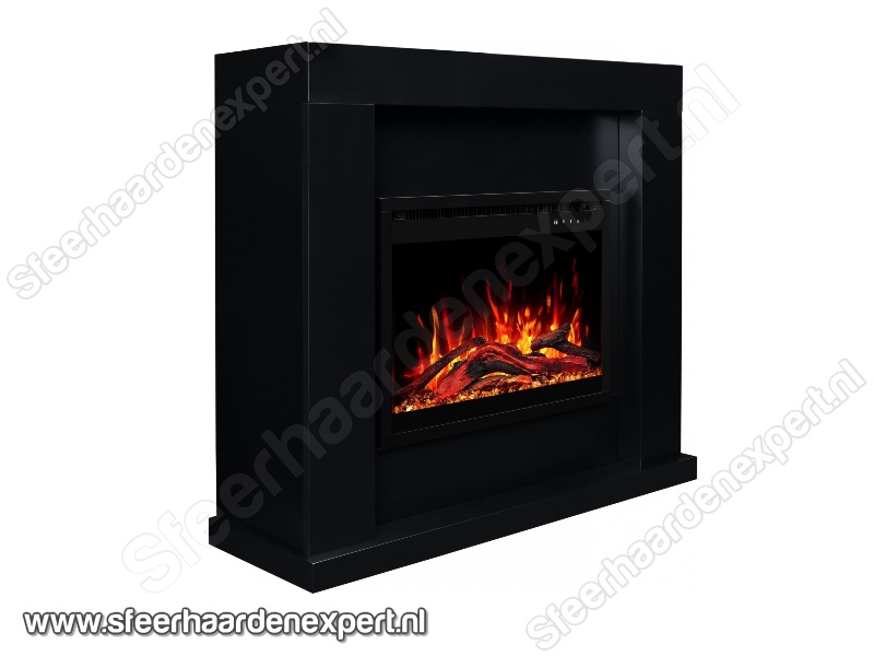 Schouw Jolo zwart + Elektrische haard Aflamo 3D Insert 60x45cm
