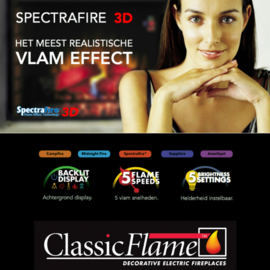 Classicflame klassieke schouw Milo Grijs met 3D haard.