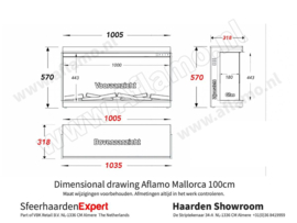 Aflamo Mallorca Deluxe 104cm - 3 zijdige haard