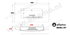 Aflamo Malibu 90cm wit - Elektrische muur wandhaard