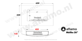 Aflamo Malibu 65cm zwart - Elektrische muur wandhaard