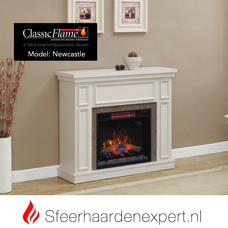 Beste Classic Flame elektrische sfeerhaard met schouw New Castle Wit ZQ-75