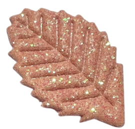 Applicatie blaadje 17x28 mm, glitter zachtroze