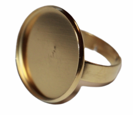 Ring dia 17 mm  RVS: kleur light gold met setting 20 mm