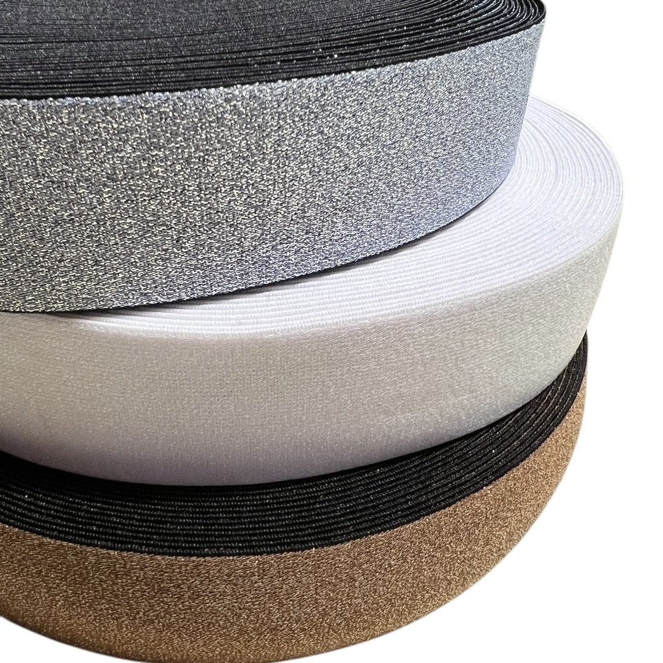 Elastiek GLITTER BRONS 40 mm, per 0,5 meter