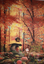 French terry panel digitale tricot: Autumn fairytale  120x150 cm (Stenzo)