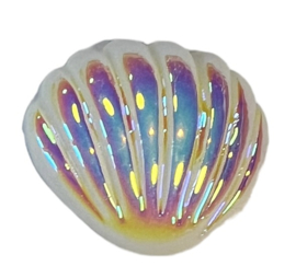 Flatback schelp met parelmoer glans 20mm, wit