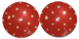 Glas flatback cabochon 12mm rood met creme stipje per 2 stuks