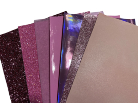 7x PU leer A4 lapjes; roze