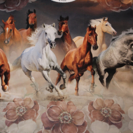 Panel digitale french Terry tricot (kids): paarden poncho 125x150 cm Stenzo