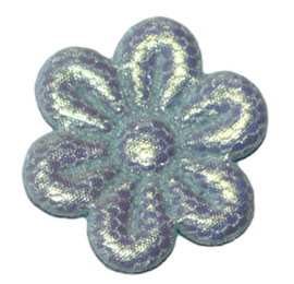 Applicatie shiny bloemetje lichtblauw 20 mm