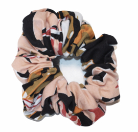 Scrunchie zalm/zwart/rood