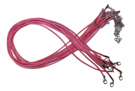 Ketting gewaxt koord fuchsia roze 2mm dik, 45-50 cm met sluiting, per stuk