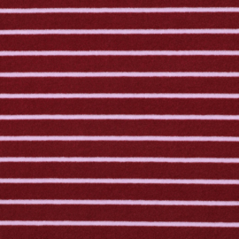Katoenen badstof fijn bordeauxrood/lichtroze per 25 cm