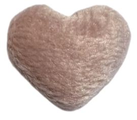 Pluche hartje met spiegeltje op achterzijde 15x18 mm, lichtoudroze