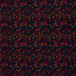 French Terry tricot: Elli donkerblauw gebloemd (Swafing), per 25 cm