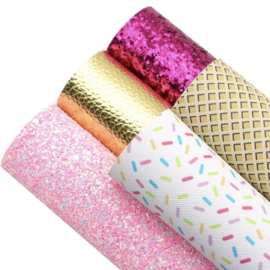 5x PU leer A4 lapjes; ijsjes set