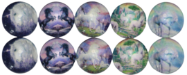 Glas cabochons 12 mm unicorns: 10 stuks